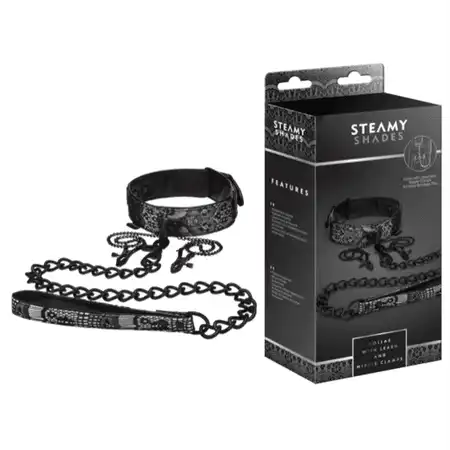 Steamy Shades Collar, Leash & Nipple Clamps