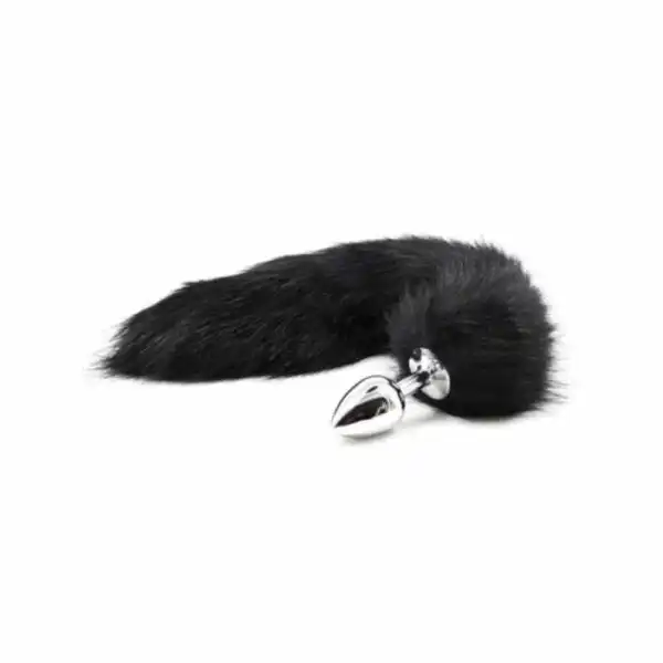 Fox Tail Metal Butt Plug (Black)