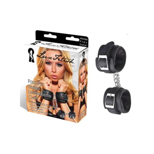 Lux Fetish Faux Fur Leatherette Cuffs