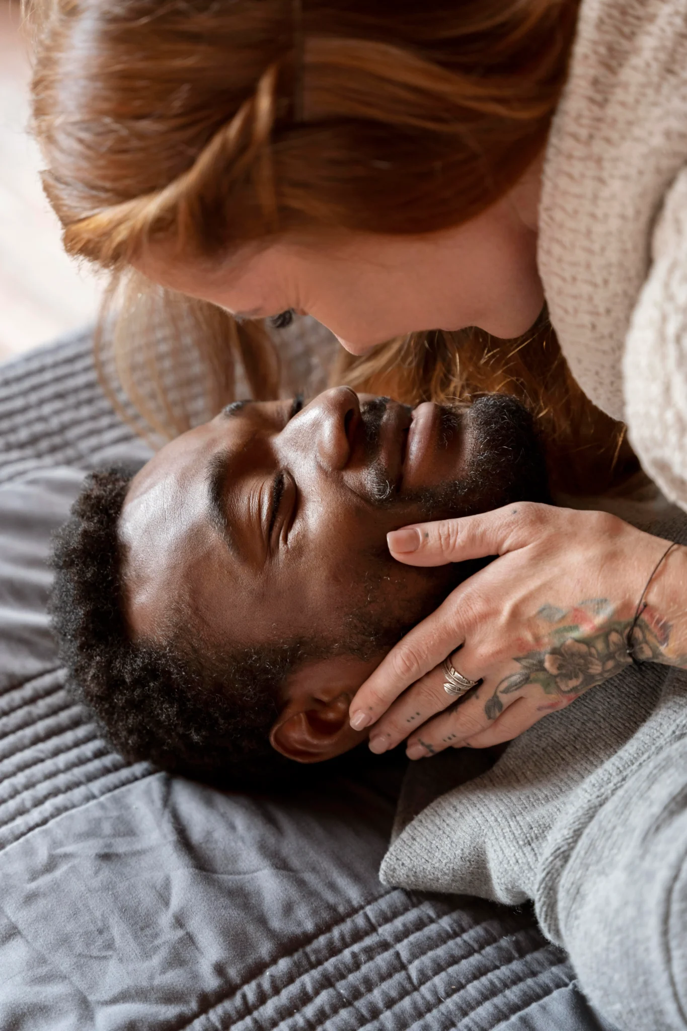 close up happy couple home 1